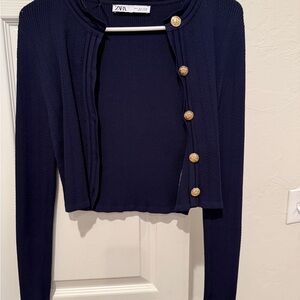 Zara Navy Knit Top